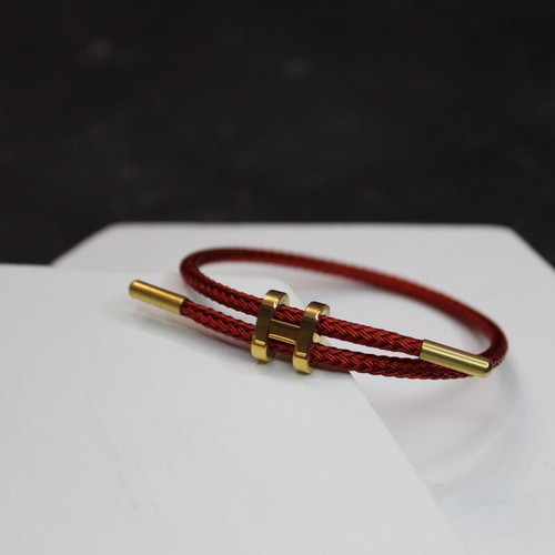 Bracelet with gold-plated steel elements, stainless, red