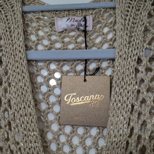 Toscana golden poncho cardigan, new, elegant open-knit design