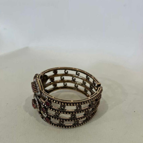 Vintage antique bracelet cuff with red beads Ottoman style