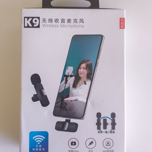 K9 Dual Wireless Lavalier Microphone set like new, Type-C receiver