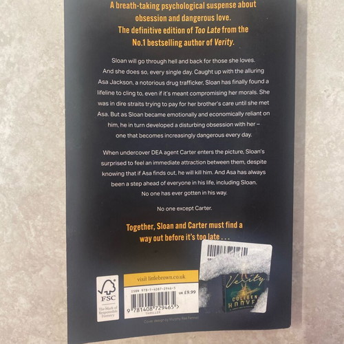 Too Late by Colleen Hoover like new