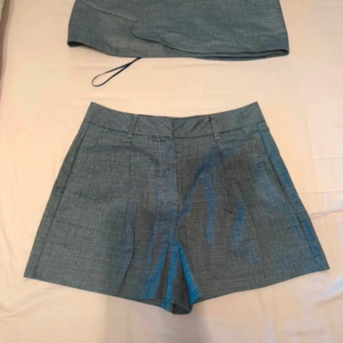 Set crop top and shorts blue by FAME new