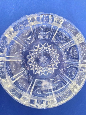 Crystal ashtray used, large, Czechoslovak vintage 1960