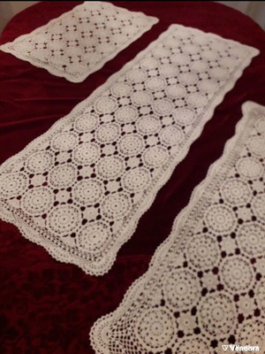 Set of three ecru doilies hand-crocheted, new