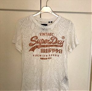 SuperDry Premium Γυναικείο T-shirt Λευκό με Στάμπα
