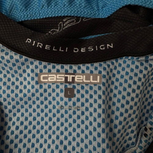 Castelli x Pirelli Design cycling jersey used, blue/black, size L