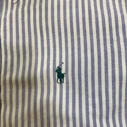 Ralph Lauren Oxford shirt M, light blue white pinstripe, turquoise pony