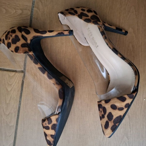 Alta Moda 9cm Leopard Pumps with Transparency like new