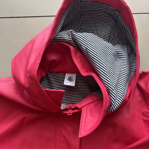 Petit Bateau waterproof parka for girls, pink, size 8 years