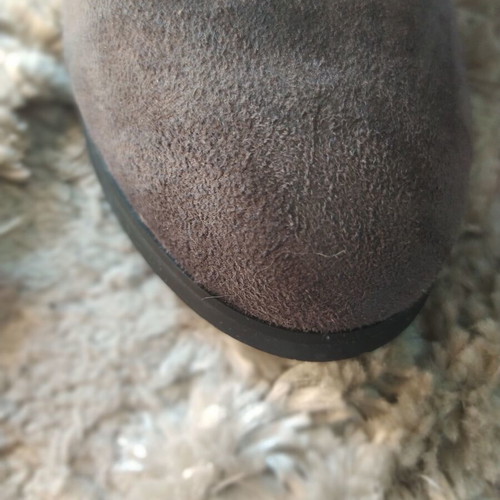 3/4 Gray Suede Boots like new with high thick heel and inner fur