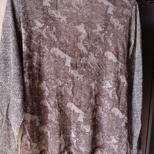 Passport sheer cardigan blouse M-L 40 brown floral
