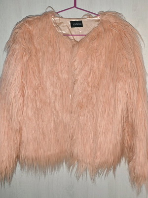 Pink fur jacket size M like new