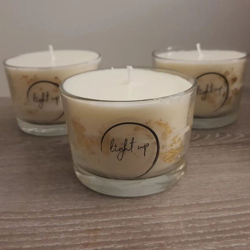 Soy candle white with gold leaves 200ml new