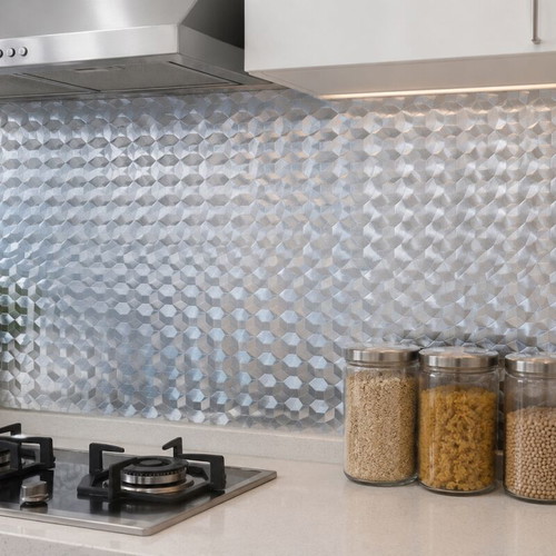 Silver 3D Kitchen Self-Adhesive Protective Film 60cm x 2m new