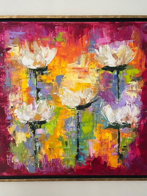 Acrylic canvas painting 80×80 cm by Armelle Bastide d’Izard like new