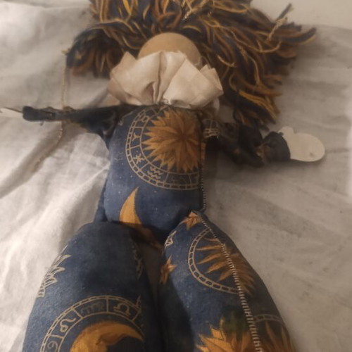 Handmade vintage fabric clown doll 25cm