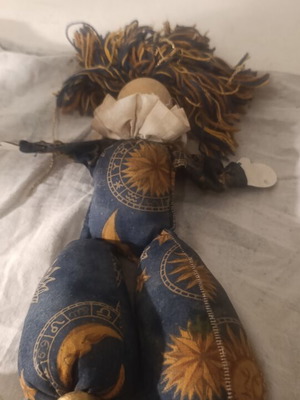 Handmade vintage fabric clown doll 25cm