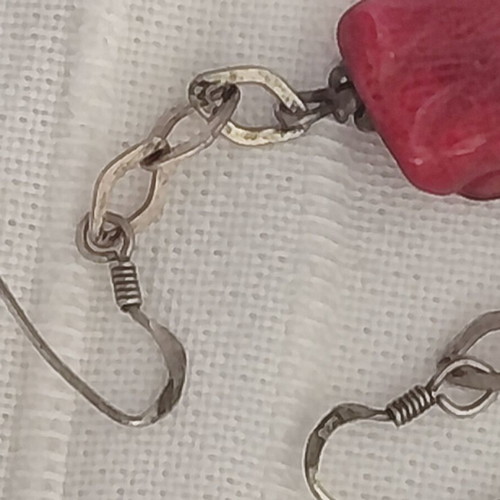 Handmade 925 Silver Earrings with Natural Red Coral