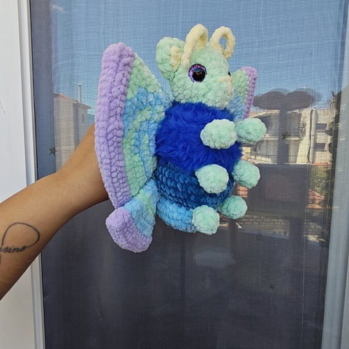 Knitted Night Butterfly plush toy, like new, velvet yarn