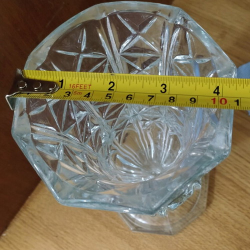 Italian glass vase with embossed design, new