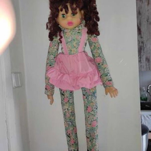 Cloth doll used, large 80 cm, plastic head and palms