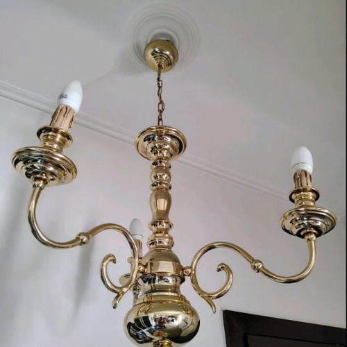 Three-light brass chandelier like new