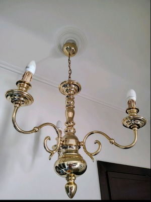 Three-light brass chandelier like new