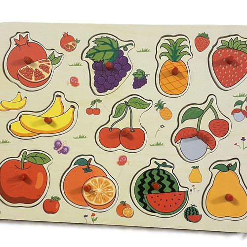 Wooden kids puzzle fruits like new