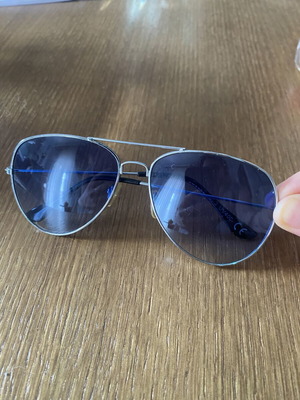 Aviator sunglasses silver frame with blue lenses like new