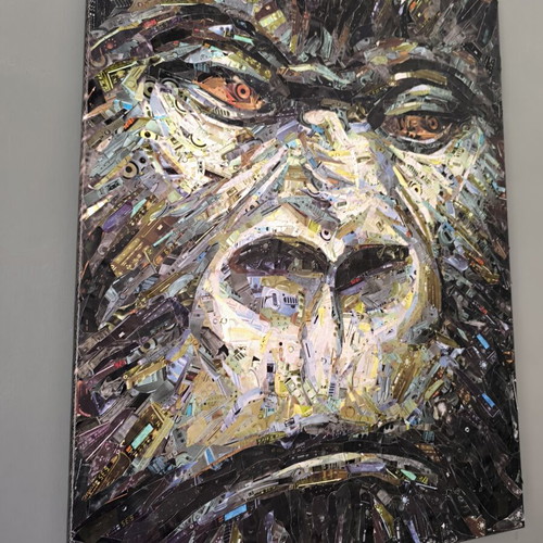 Gorilla Mixed Media Collage Artwork on Canvas 80x60cm like new