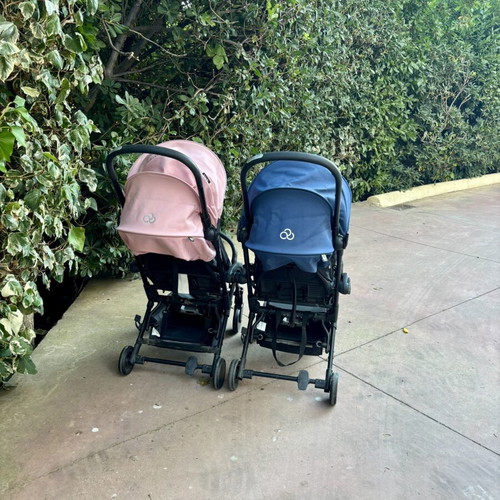 Bumprider Connect 3 twin strollers like new, pack of 2, pink and blue