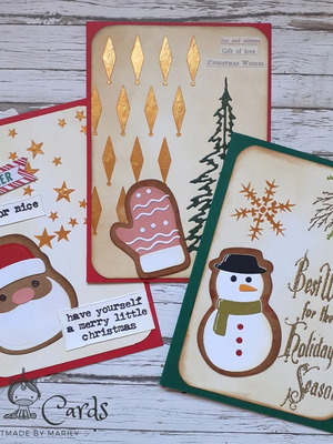 Handmade Christmas cards set of 3 with gingerbread cookies new