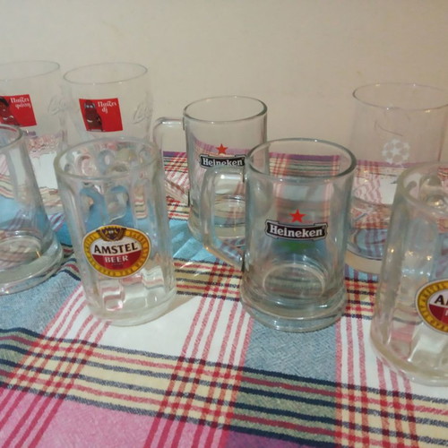 Beer glasses used, set of 5 pieces