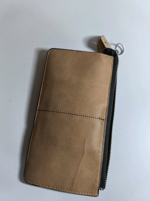 Women's wallet used, beige with multiple compartments
