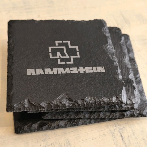 Stone coasters set of 4 new slate with Rammstein design 10x10cm