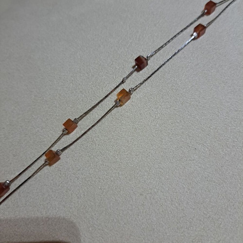 Silver 925 bracelet and earrings set with semi-precious honey stones like new