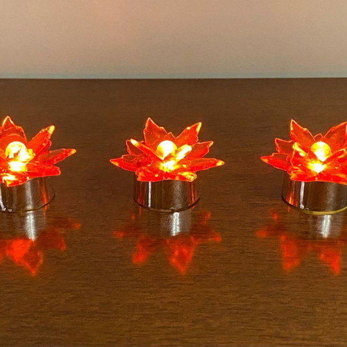 Flower-shaped lights new, set of 3 orange