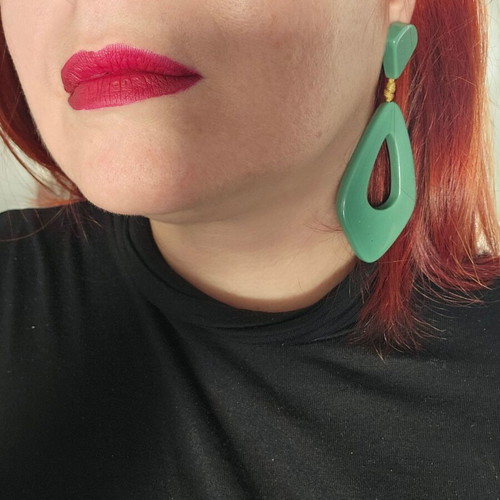 Italian statement resin earrings, green