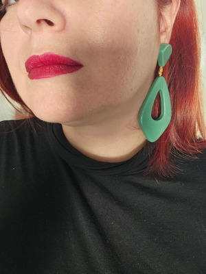 Italian statement resin earrings, green