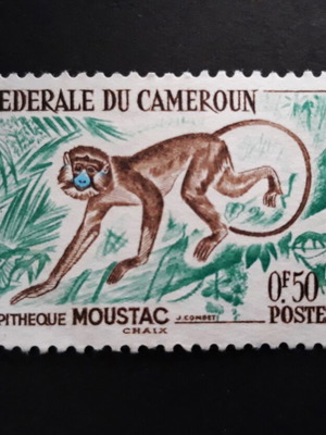 Γραμματόσημο Καμερούν 1962 με ζώο πίθηκο Moustac νέο