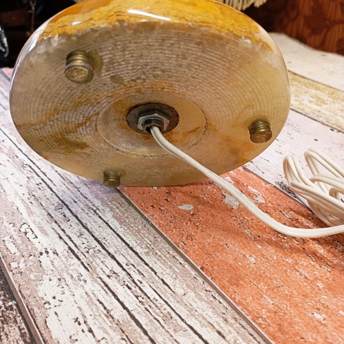 Antique onyx lamp with pleated shade used