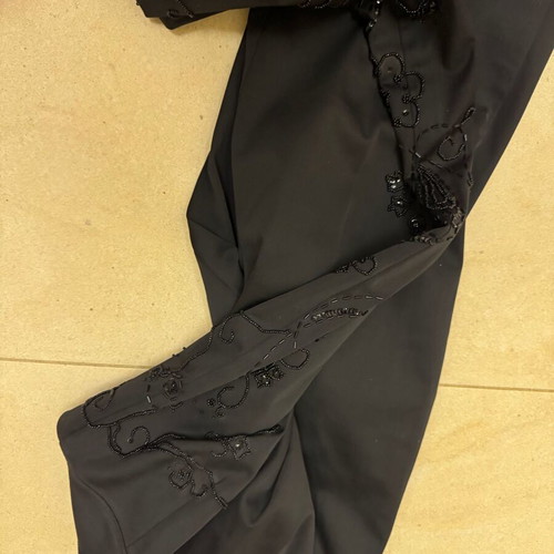 Warehouse black satin evening pants with embroidery and strass like new