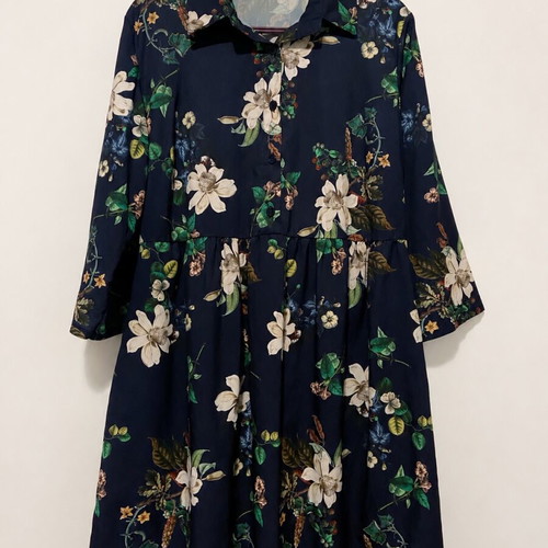 Floral dress in dark blue color new