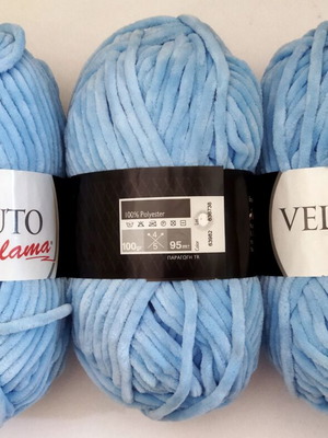 Lama Velluto Velvet Yarn New, 3 Pieces Light Blue