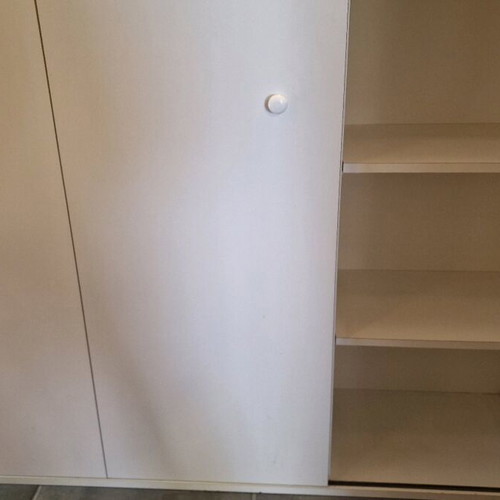 Cabinet with sliding doors and shelves, melamine