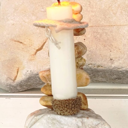 Stone and Candle decorative natural materials art new