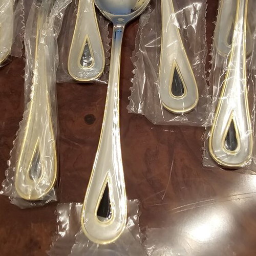 AMC Langenthal 12-Person Luxury Dinnerware Set with Nachtmann Swarovski Crystals and Gnutt Cutlery