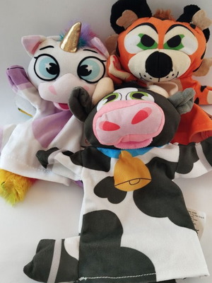 Hand puppets for puppet theater used, pack of 3
