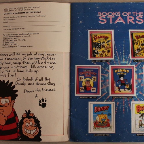 Panini 1988 Dandy Beano sticker album used, complete