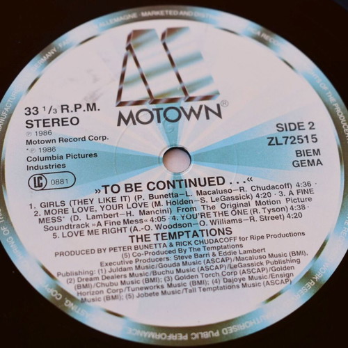 The Temptations To Be Continued LP like new, soul funk r&b